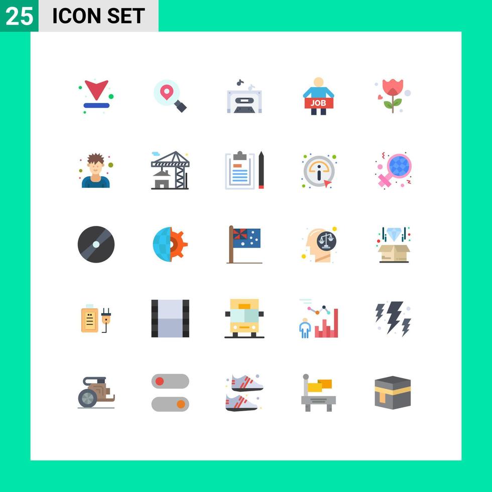 Universal Icon Symbols Group of 25 Modern Flat Colors of romance worker music people man Editable Vector Design Elements