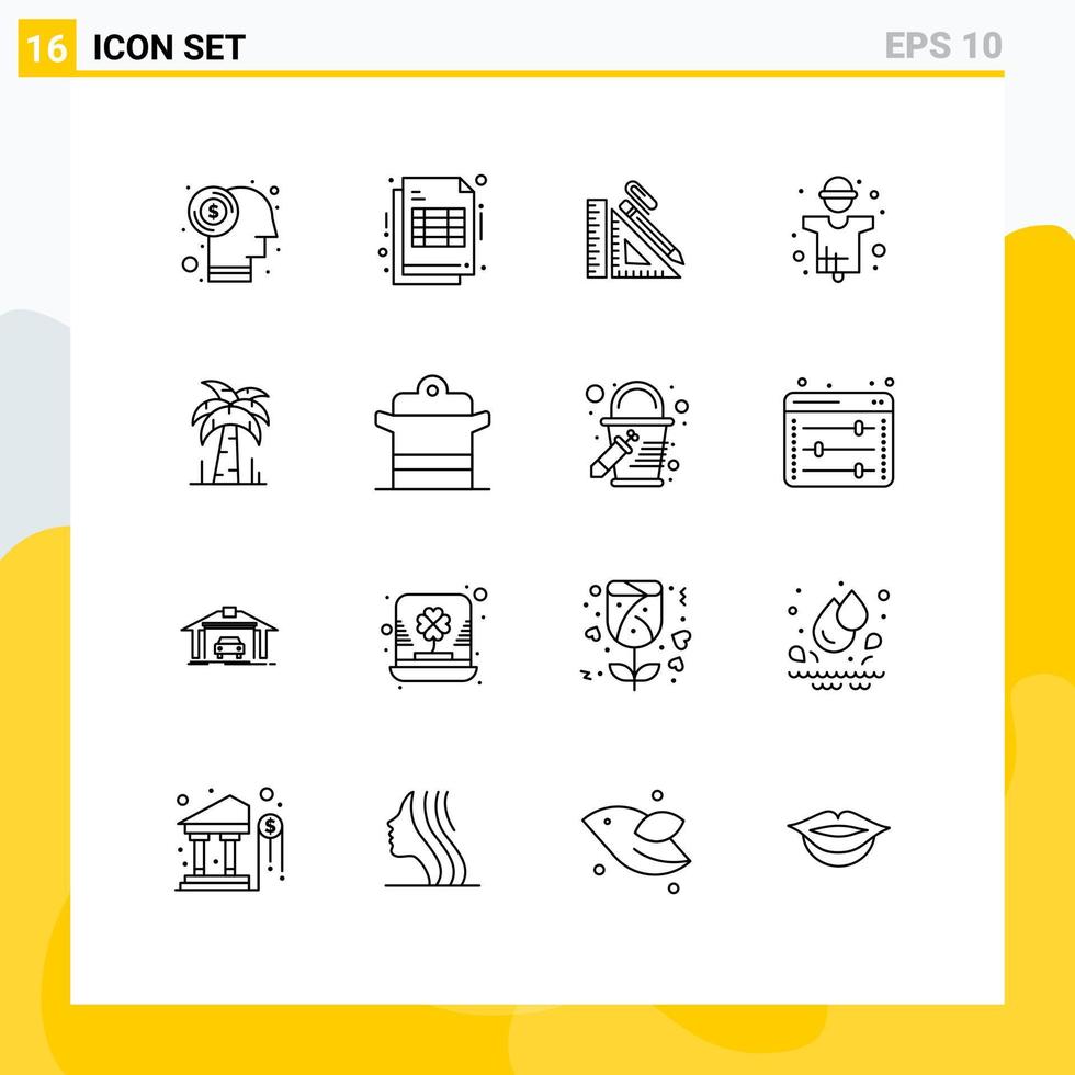 16 Outline concept for Websites Mobile and Apps man farming scale agriculture ruler Editable Vector Design Elements