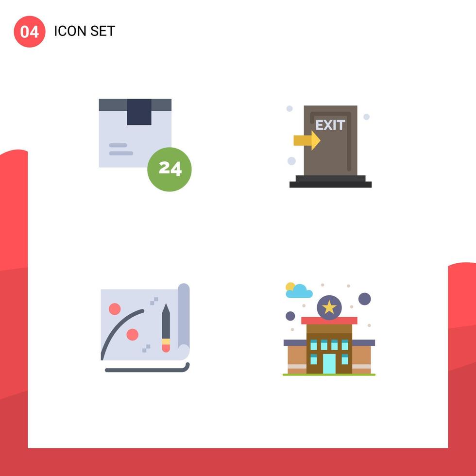 User Interface Pack of 4 Basic Flat Icons of hr exit shipping escape file Editable Vector Design Elements