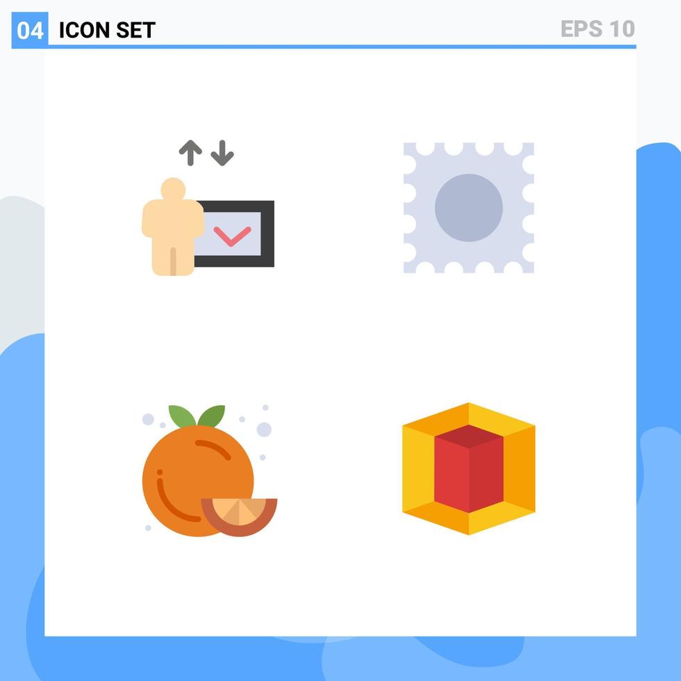 paquete de iconos planos de 4 símbolos universales de educación elementos de diseño vectorial editables gráficos de alimentos de drogas naranjas vector