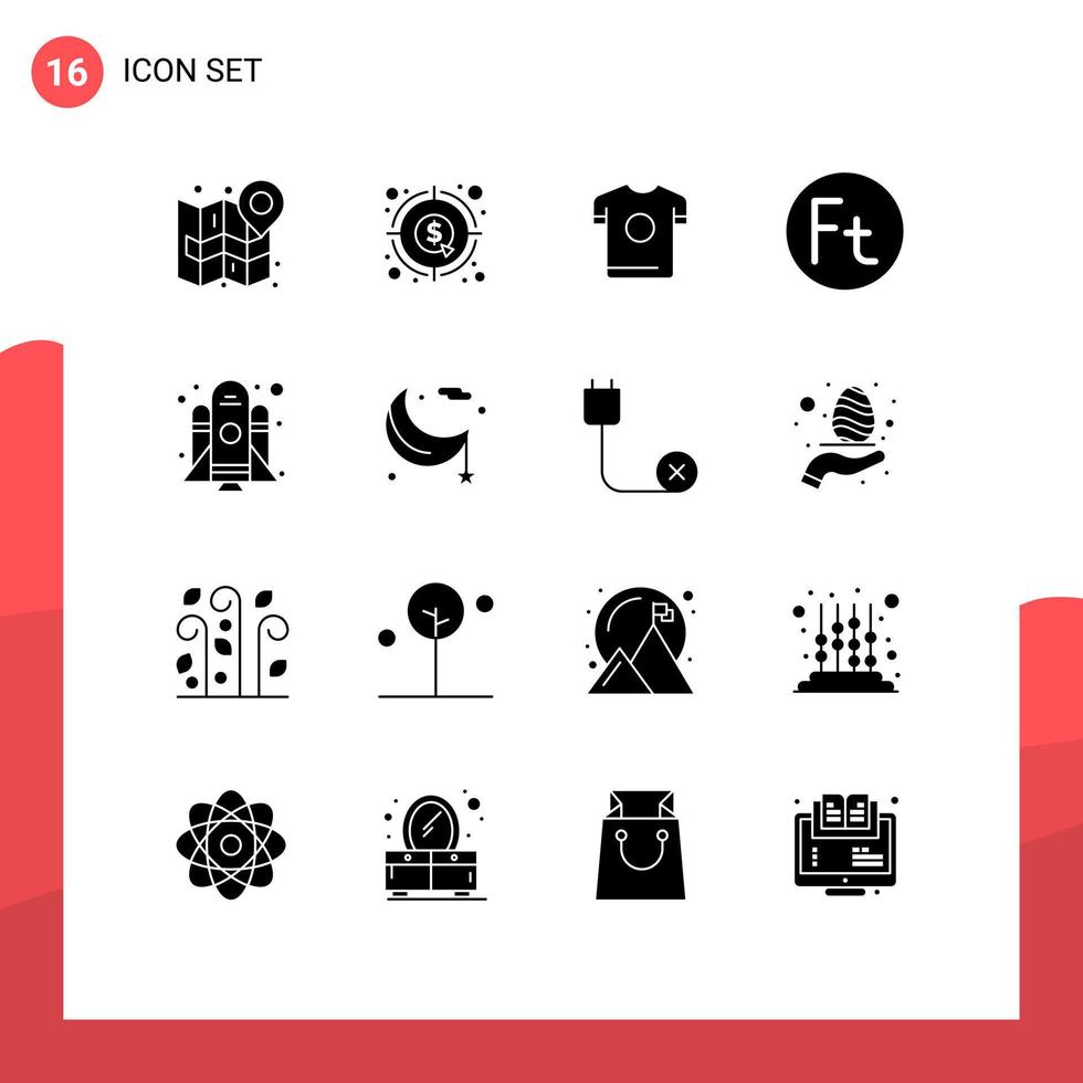 Pack of 16 creative Solid Glyphs of hungary forint graph currency sport Editable Vector Design Elements