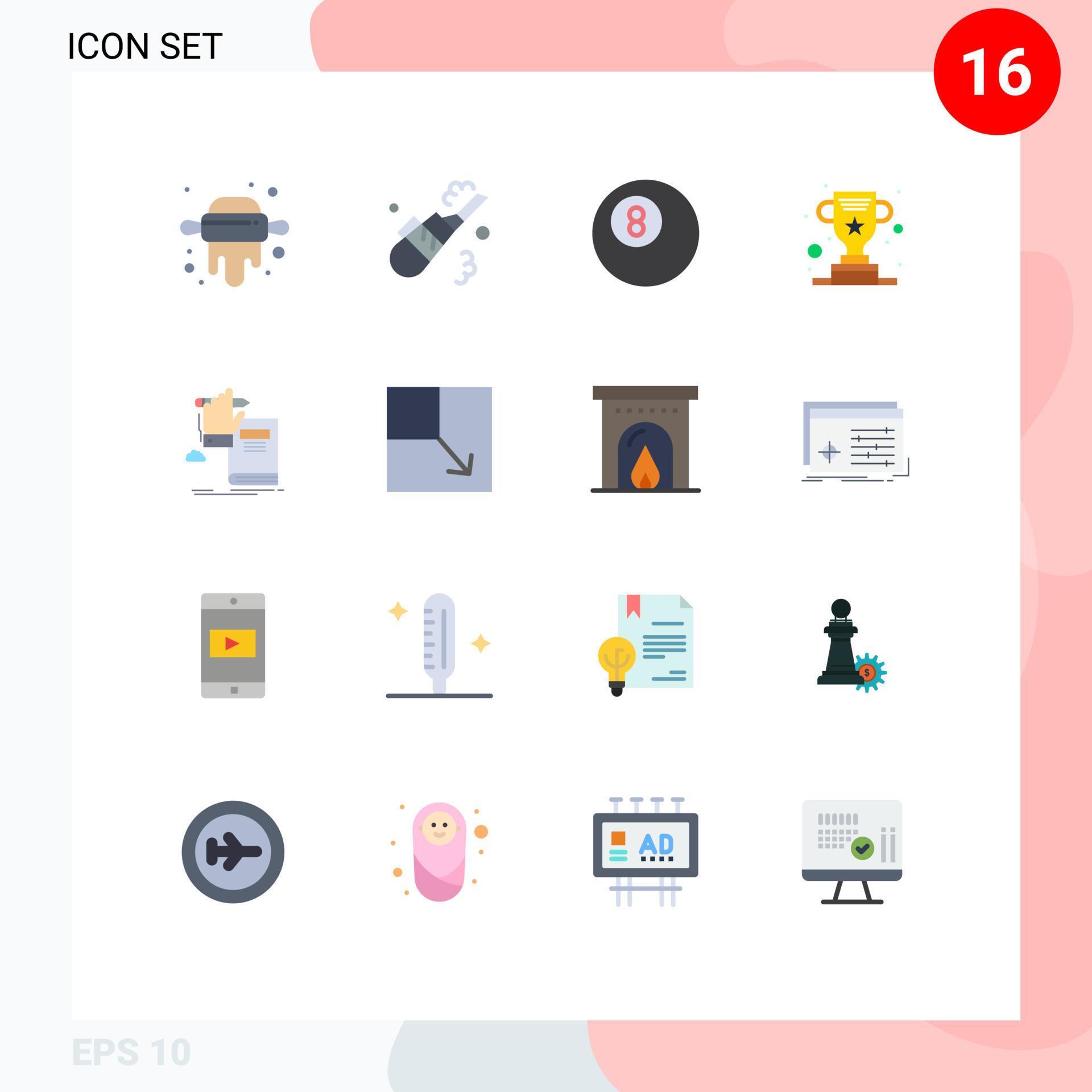 Set of 16 Vector Flat Colors on Grid for growth learning billiard