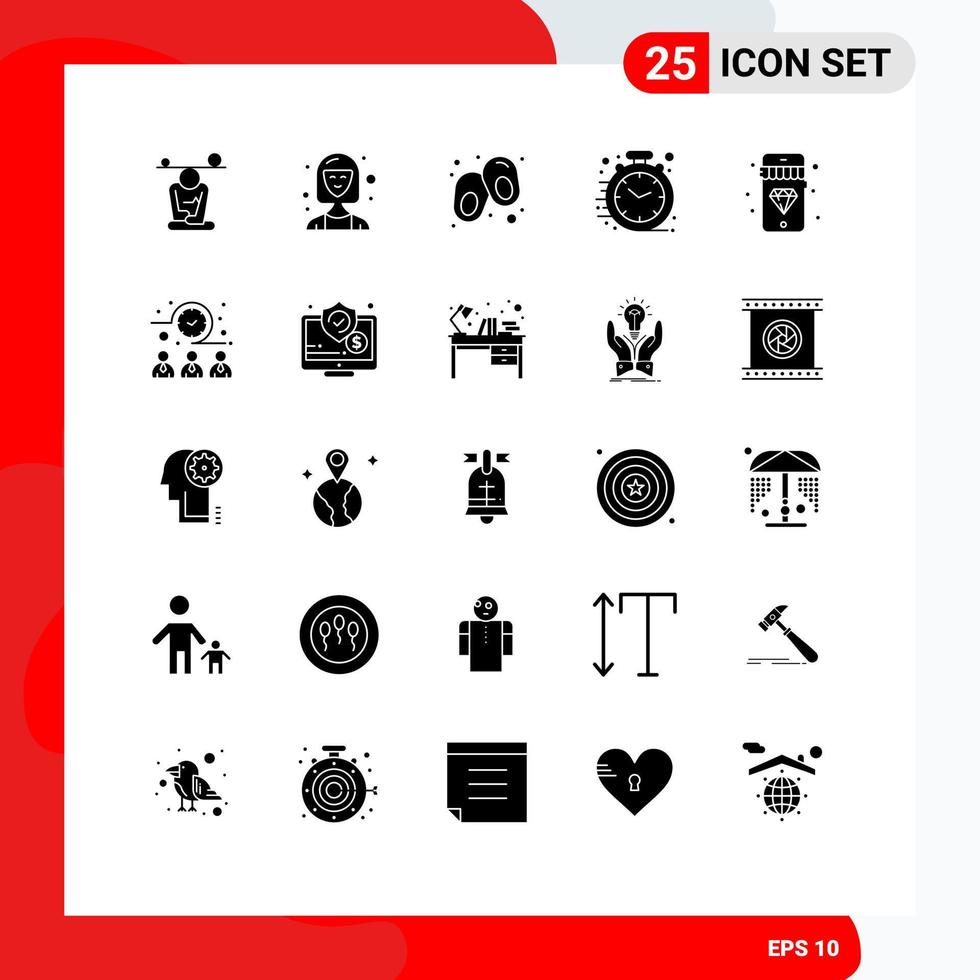 Set of 25 Modern UI Icons Symbols Signs for mobile clock executive business shoes Editable Vector Design Elements