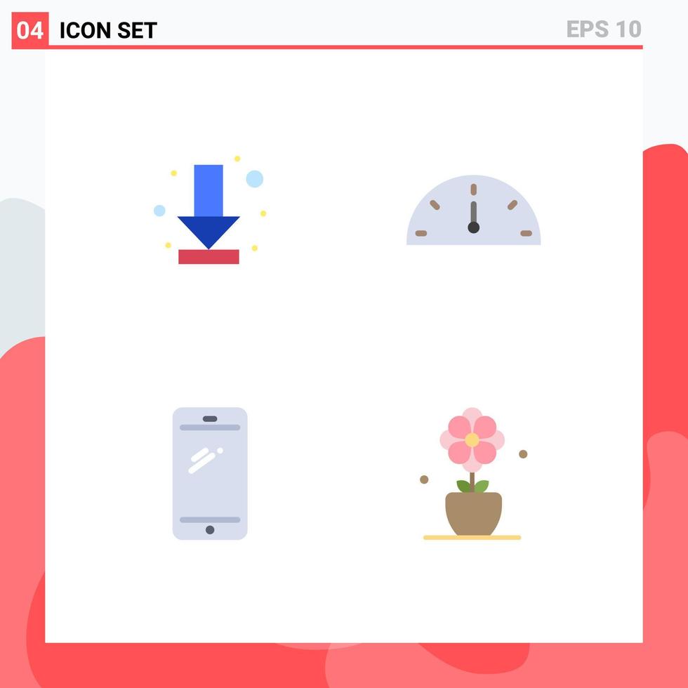Modern Set of 4 Flat Icons and symbols such as download mobile full performance iphone Editable Vector Design Elements