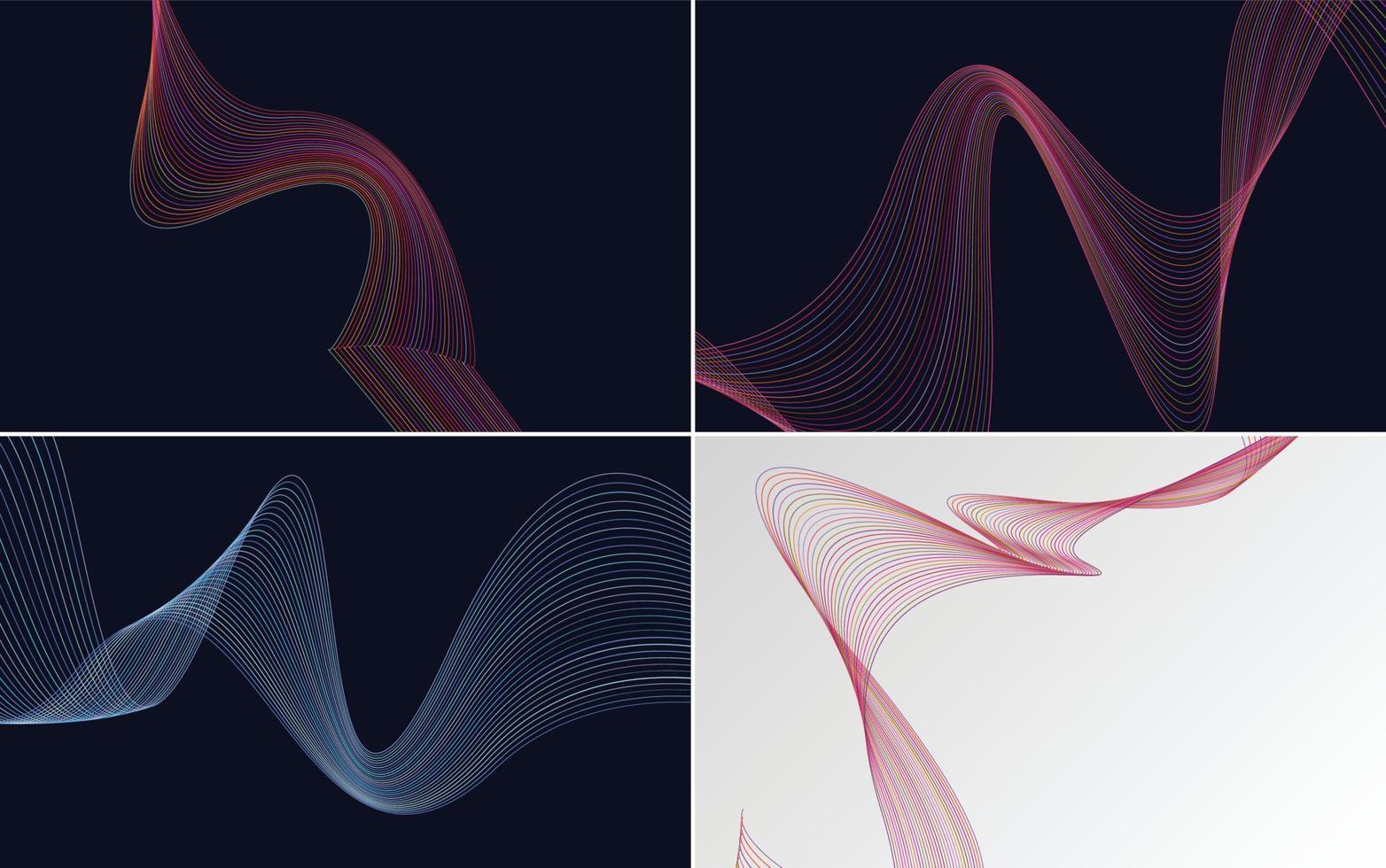 Collection of geometric minimal lines pattern set vector