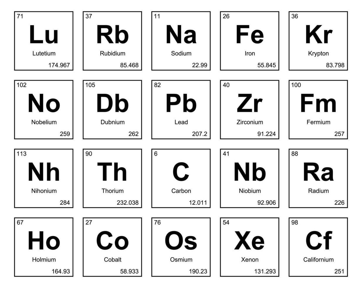 20 Preiodic table of the elements Icon Pack Design vector