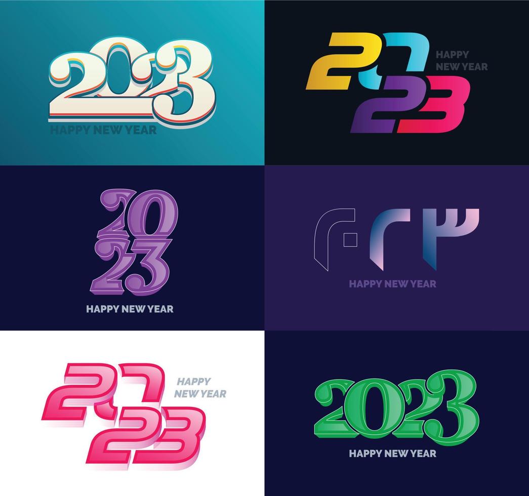 Big Collection of 2023 Happy New Year symbols Cover of business diary for 2023 with wishes vector