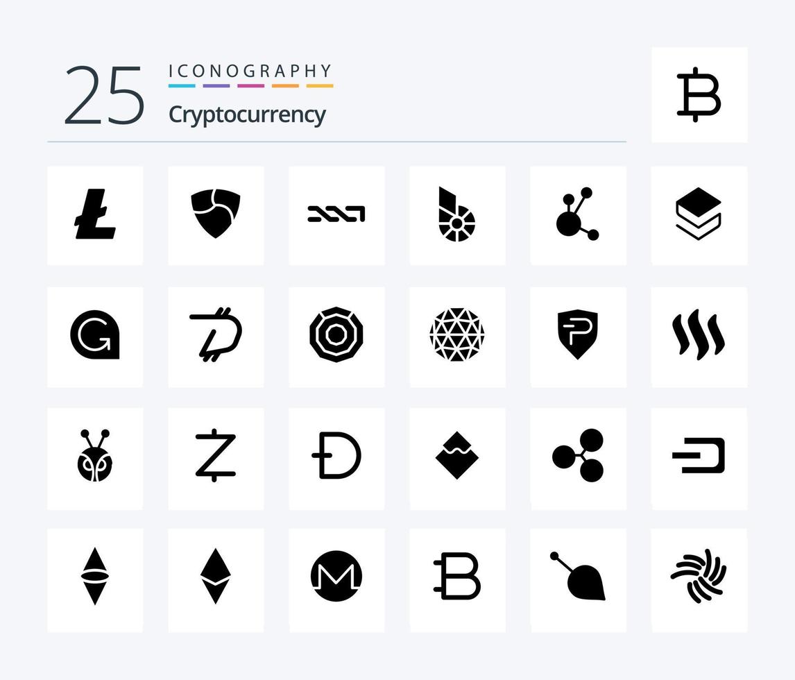 Cryptocurrency 25 Solid Glyph icon pack including coin . crypto . crypto currency. coin vector