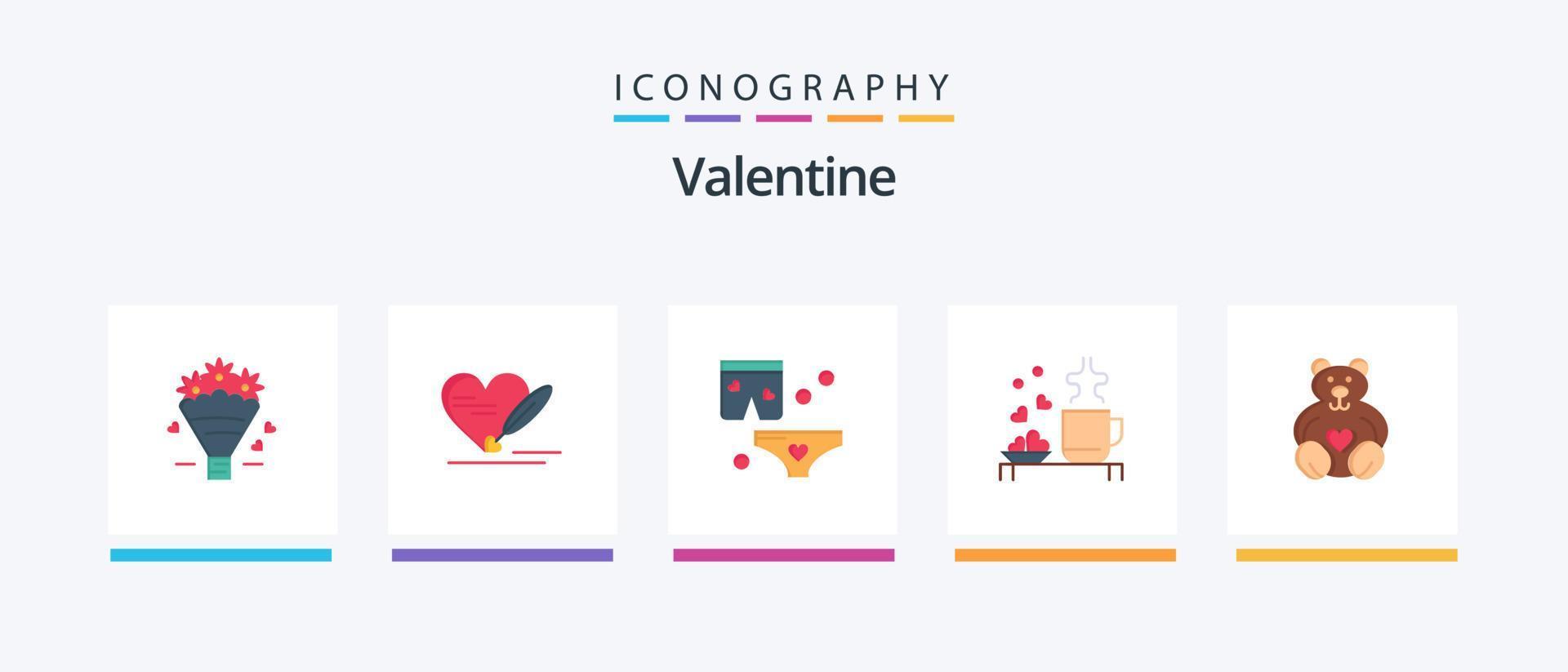 paquete de iconos de san valentín plano 5 que incluye amor. amar. bolígrafo. día. enamorado. diseño de iconos creativos vector