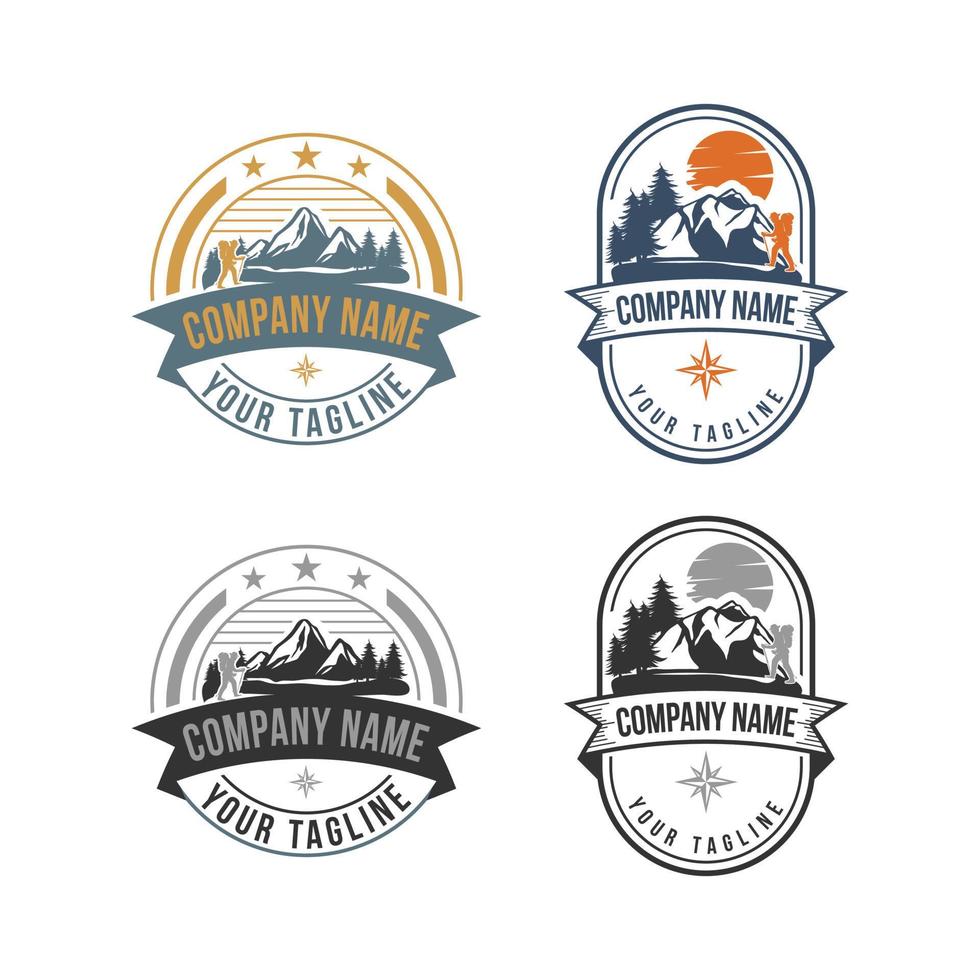 take a hike set logo vector with man hiking symbol illustration design.