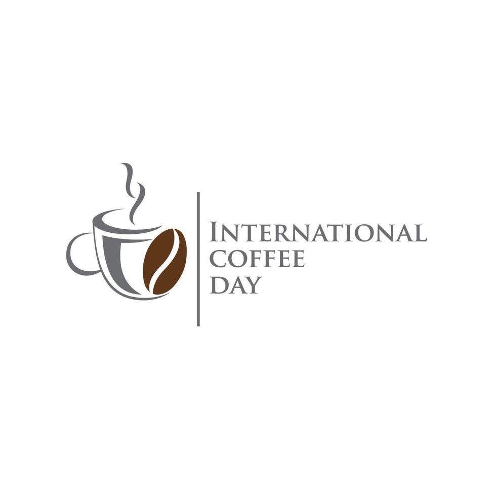 1 October International coffee day Logo. World Coffee day Logo Icon vector illustration on white background.World map in coffee cup.