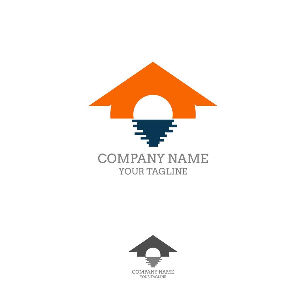 Real Estate Logo template with Sunset. vector Illustrator Eps. 10