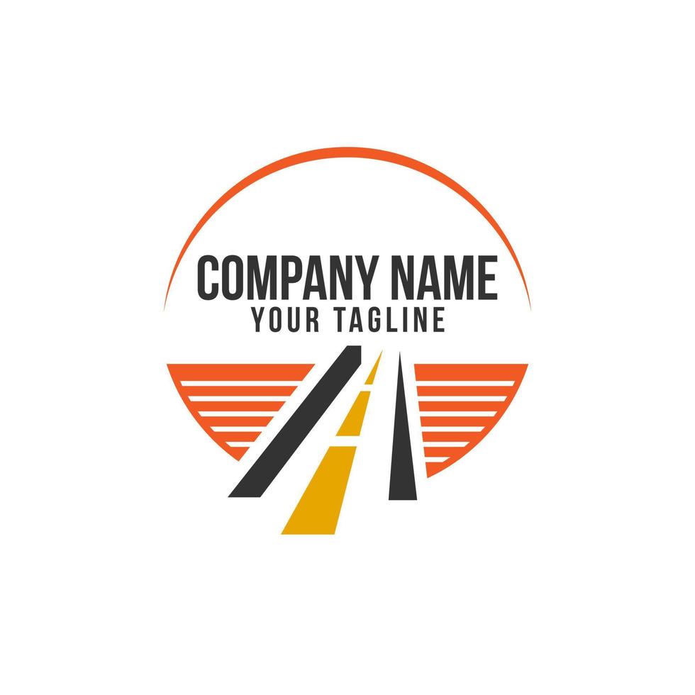 Road maintenance creative sign concept. Paving logo design template. Construction vector icon idea with highway in negative space. Transportation and traffic theme.