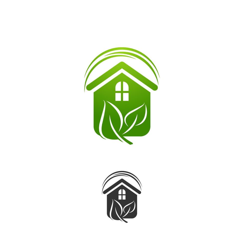 hojas verdes eco hogar, plantilla de diseño de logotipo vectorial vector
