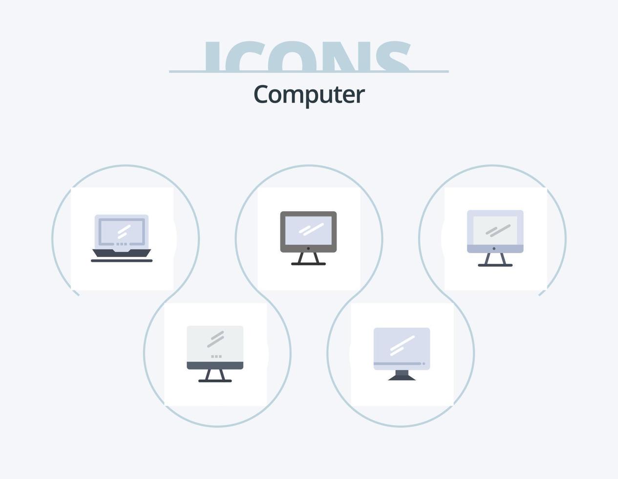paquete de iconos planos de computadora 5 diseño de iconos. . imac. vector