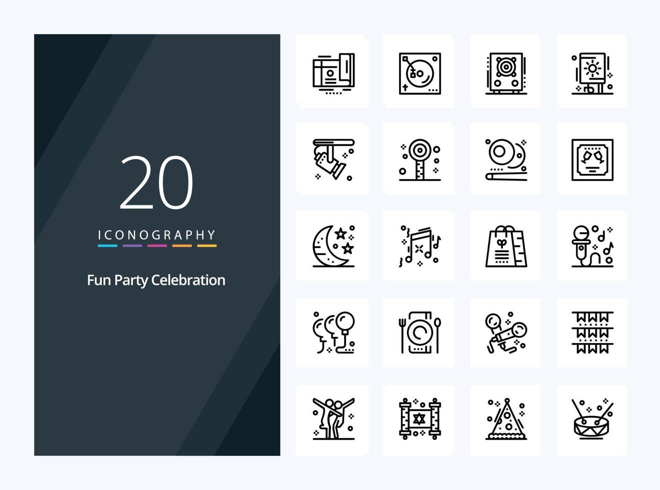 20 Party Outline icon for presentation vector