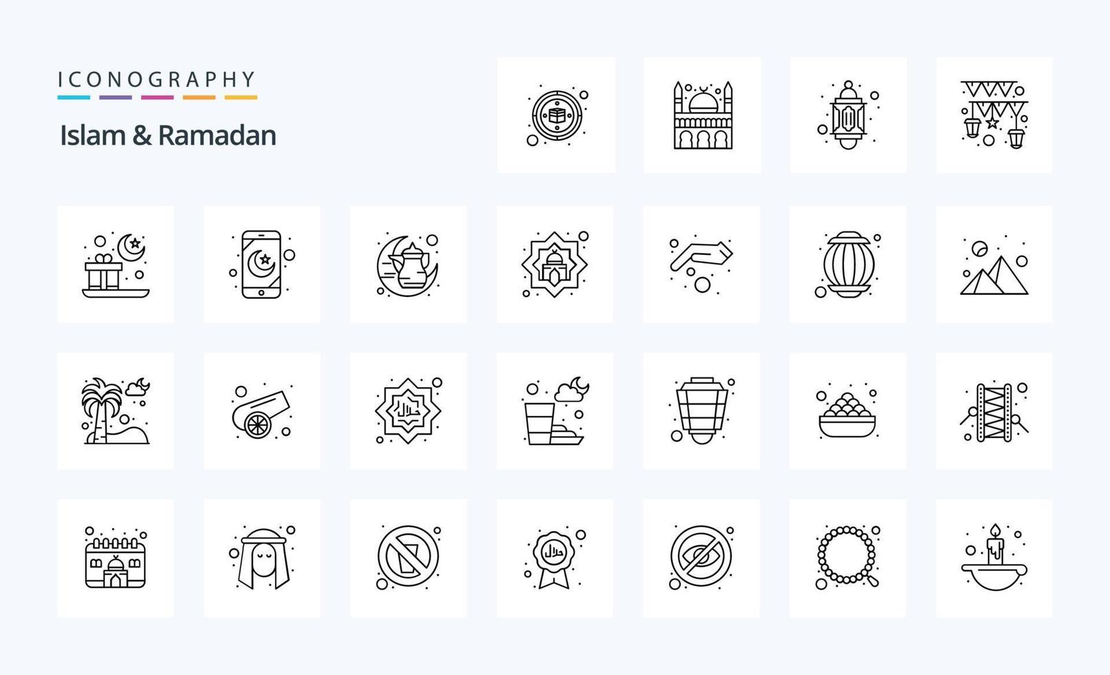 25 Islam And Ramadan Line icon pack vector