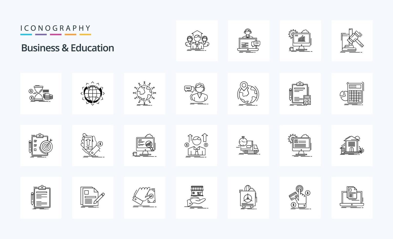 25 Business And Education Line icon pack vector