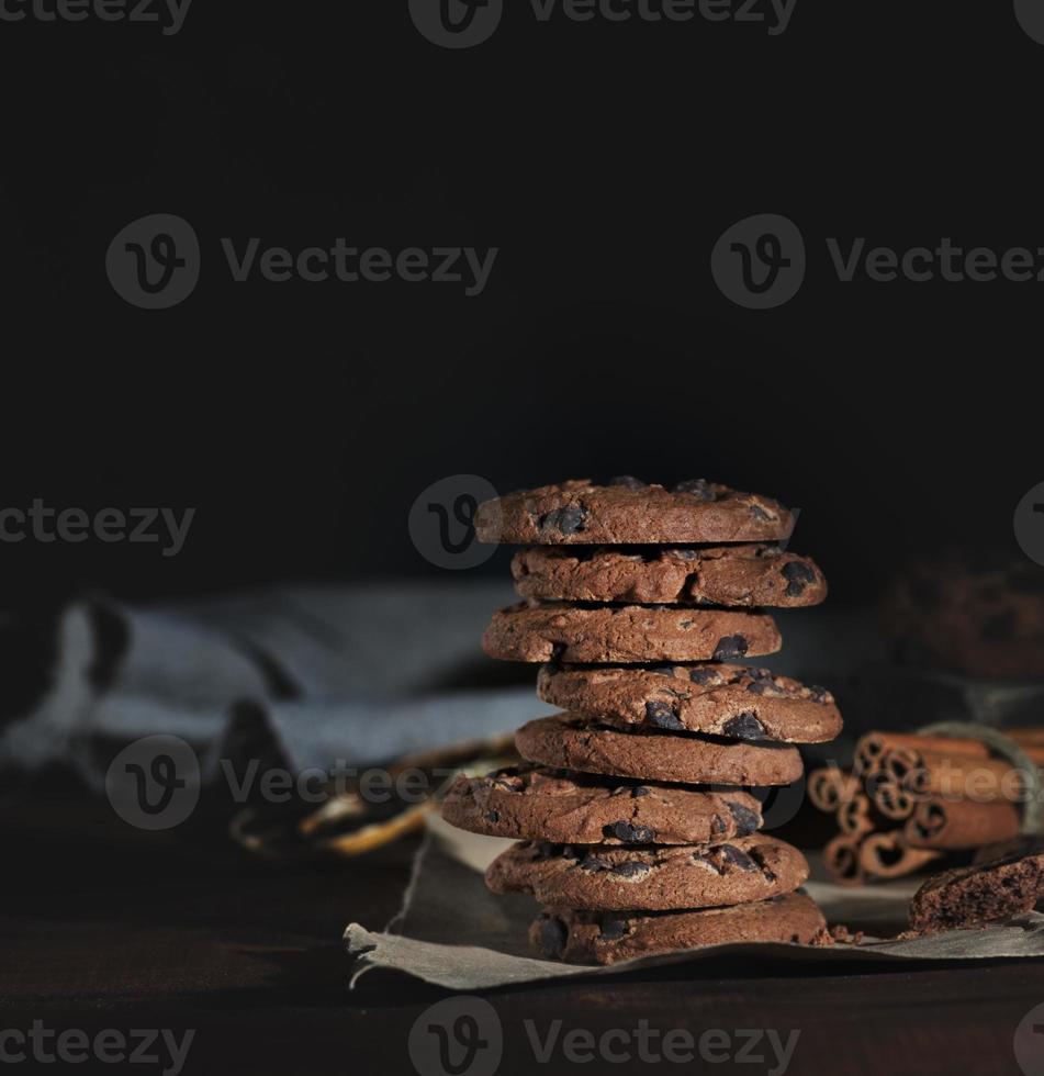 stack of round chocolate chip cookies photo