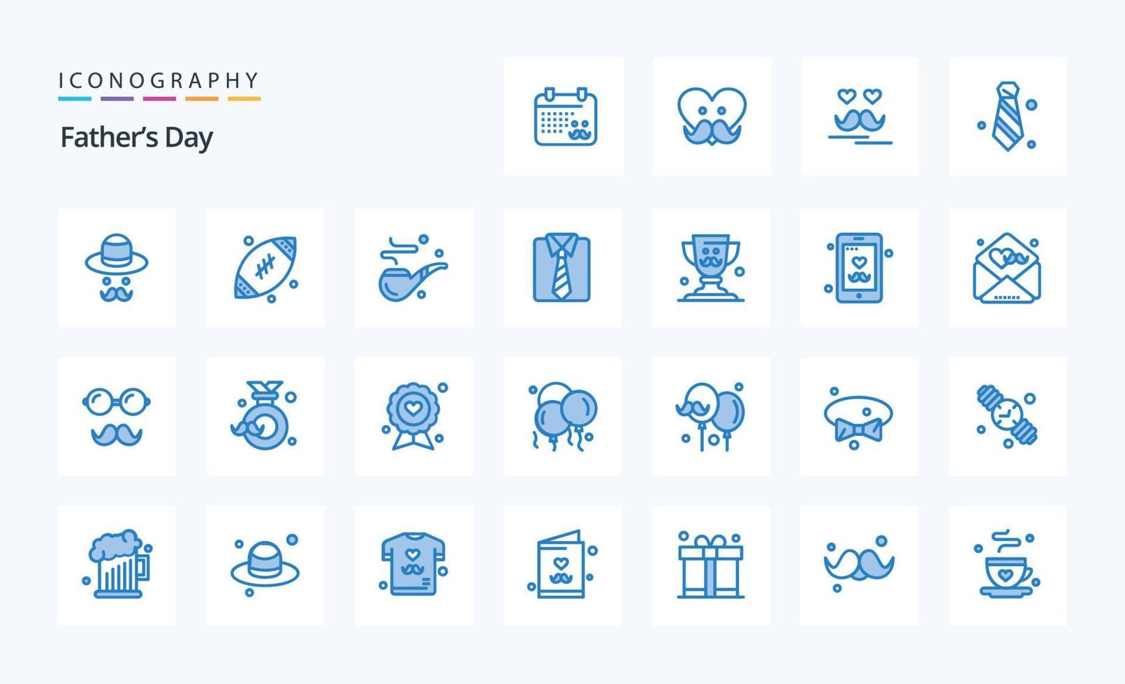 25 Fathers Day Blue icon pack vector
