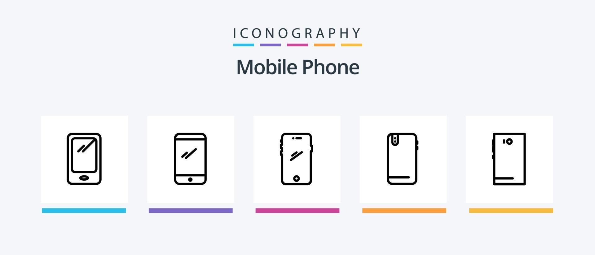 paquete de iconos de línea de teléfono móvil 5 que incluye .. diseño de iconos creativos vector