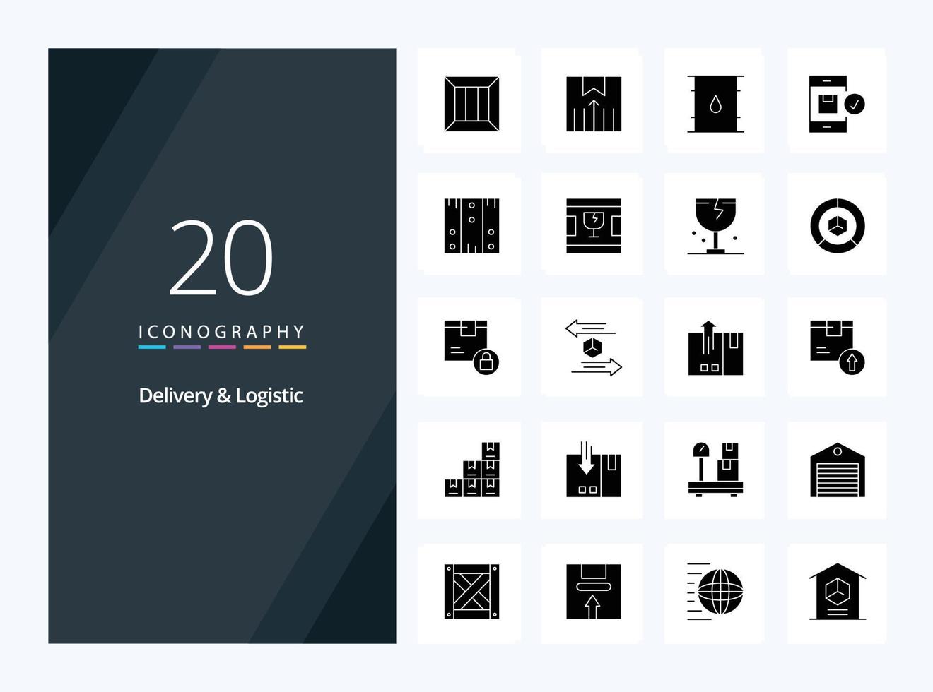 20 Delivery And Logistic Solid Glyph icon for presentation vector