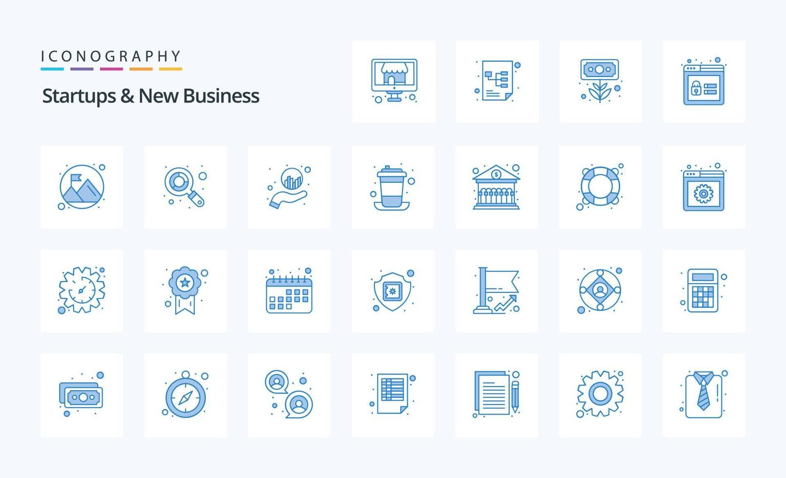 25 Startups And New Business Blue icon pack vector