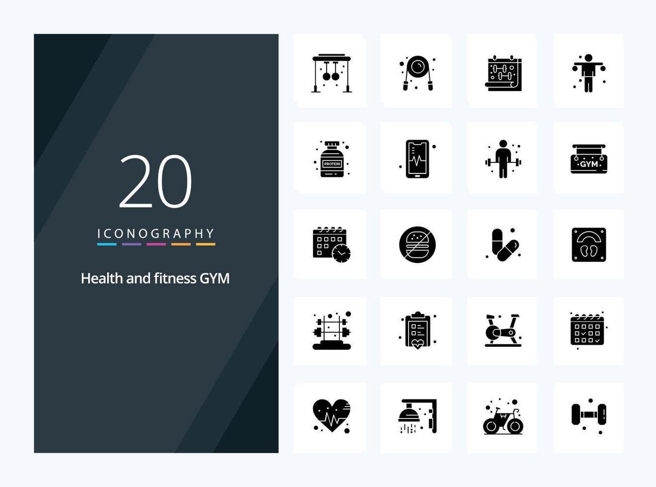 20 Gym Solid Glyph icon for presentation vector