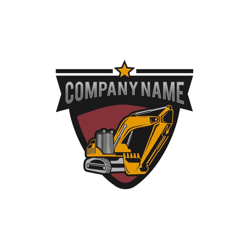 Excavator Vector Logo Template. Excavator logo. Excavator isolated. Digger, construction, backhoe, construction business icon. Construction equipment design elements.