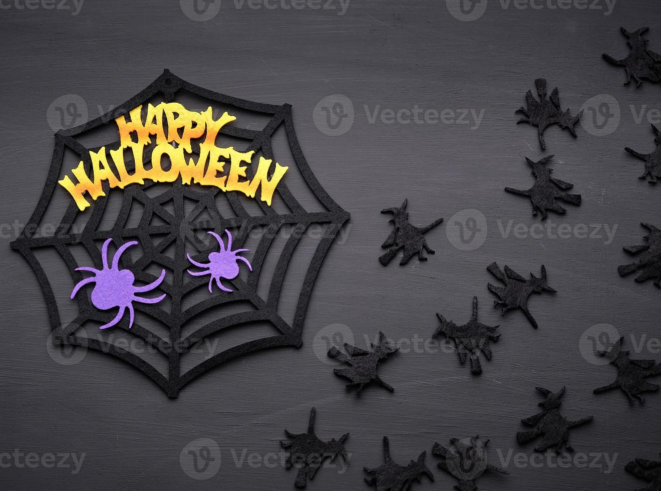figuras de fieltro de la web, araña para la fiesta de halloween foto