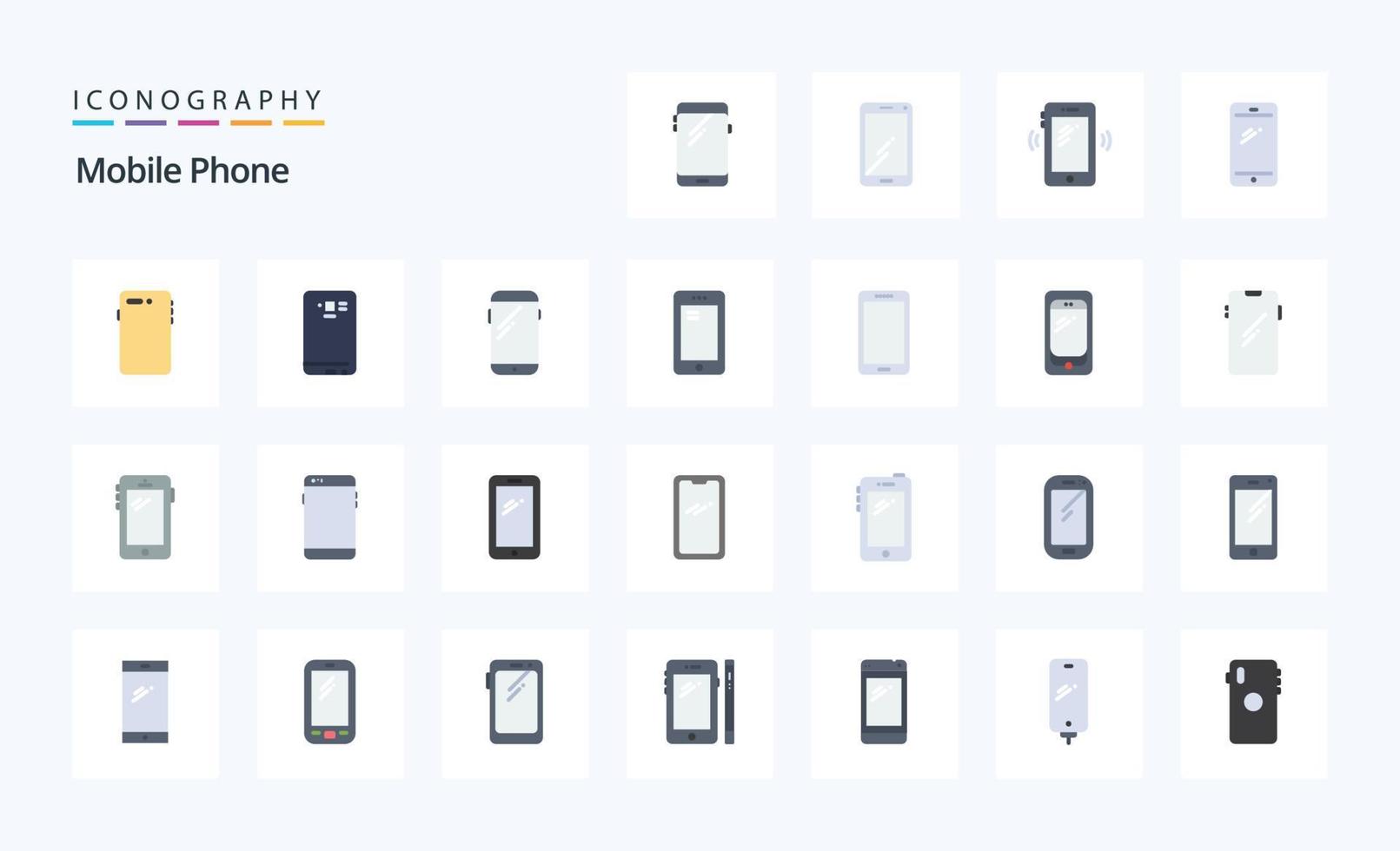 25 Mobile Phone Flat color icon pack vector