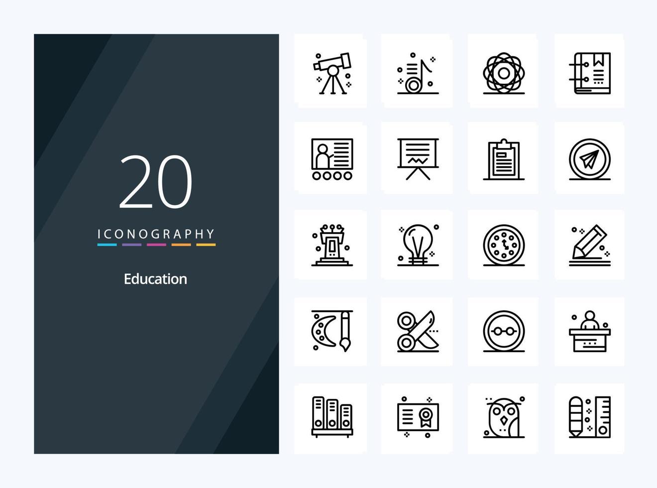 20 Education Outline icon for presentation vector