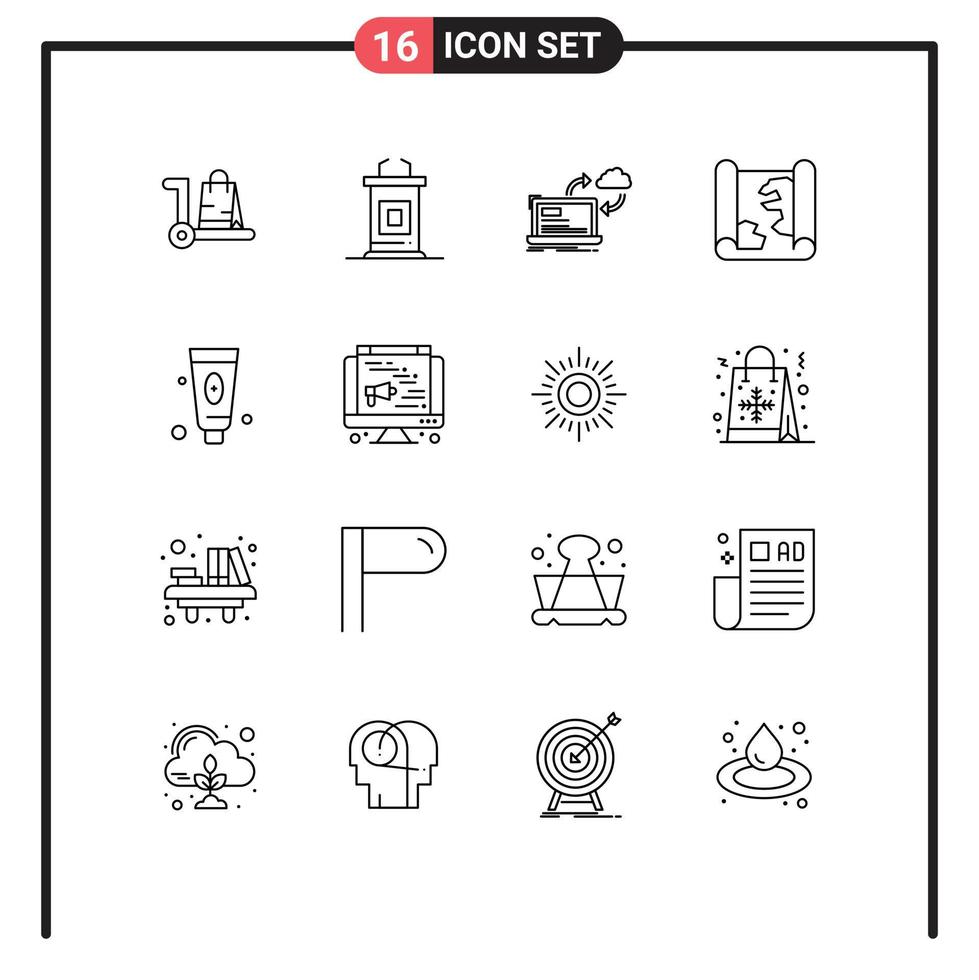 User Interface Pack of 16 Basic Outlines of point map professor location dashboard Editable Vector Design Elements
