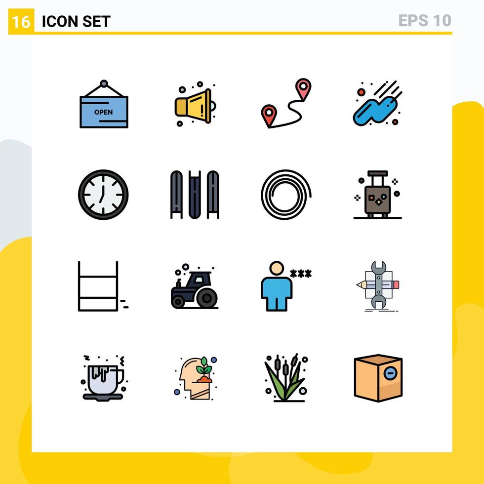 16 User Interface Flat Color Filled Line Pack of modern Signs and Symbols of education wall pin interior sputnik Editable Creative Vector Design Elements