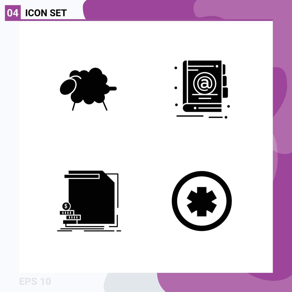 4 Creative Icons Modern Signs and Symbols of lamb money easter office reports Editable Vector Design Elements