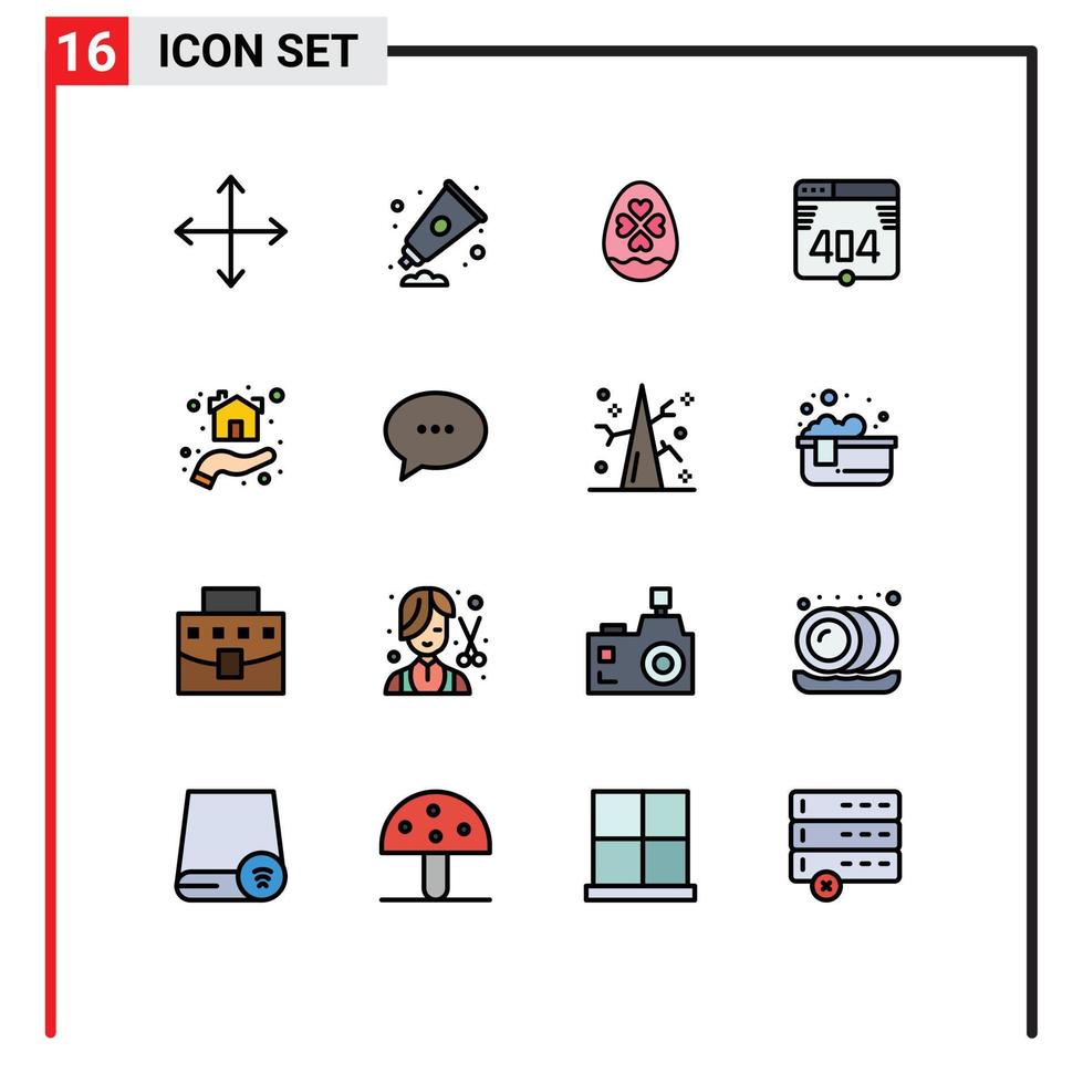 Flat Color Filled Line Pack of 16 Universal Symbols of home giving egg web computer Editable Creative Vector Design Elements