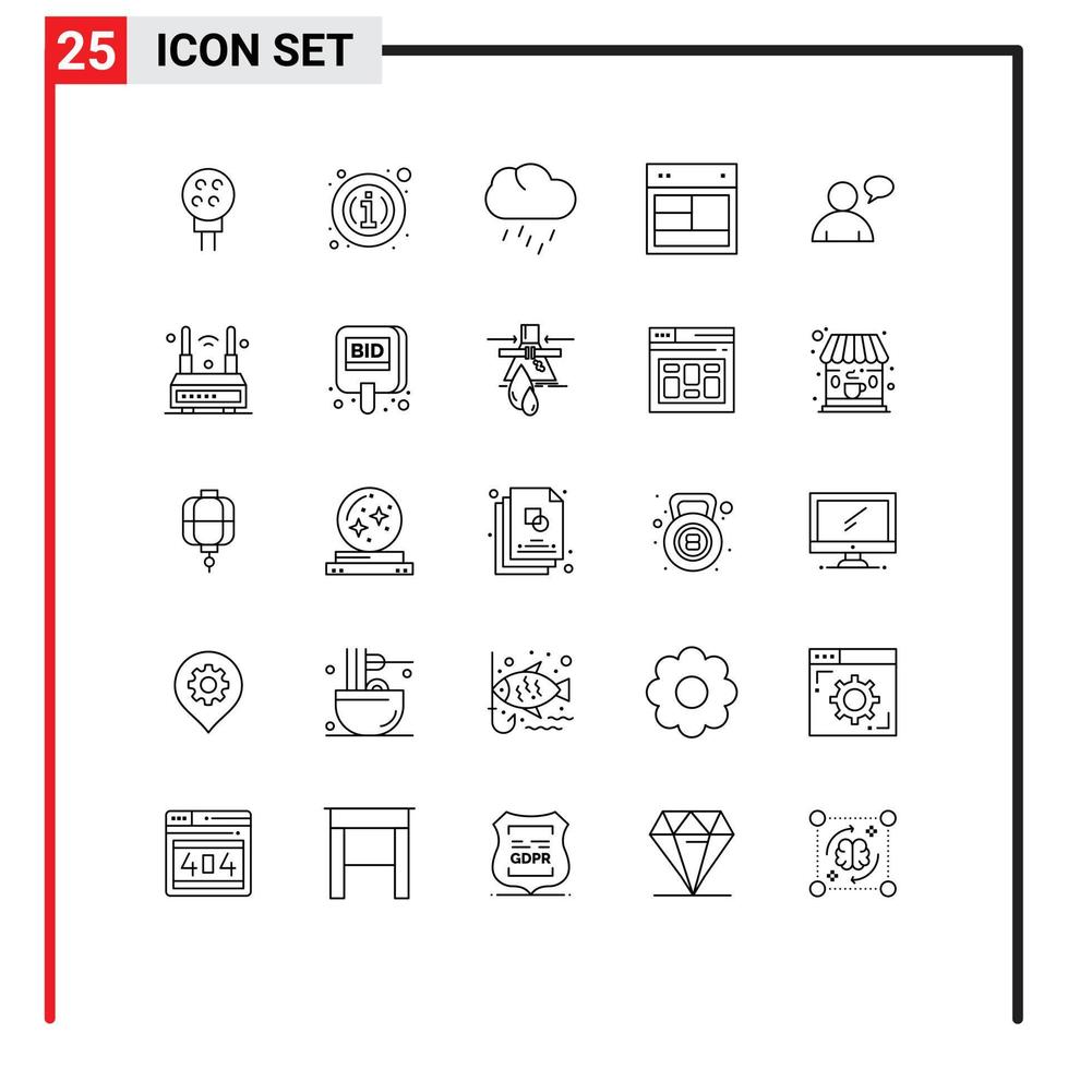 Universal Icon Symbols Group of 25 Modern Lines of basic web nature site design Editable Vector Design Elements