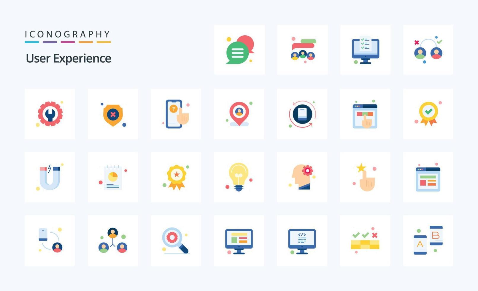 25 User Experience Flat color icon pack vector