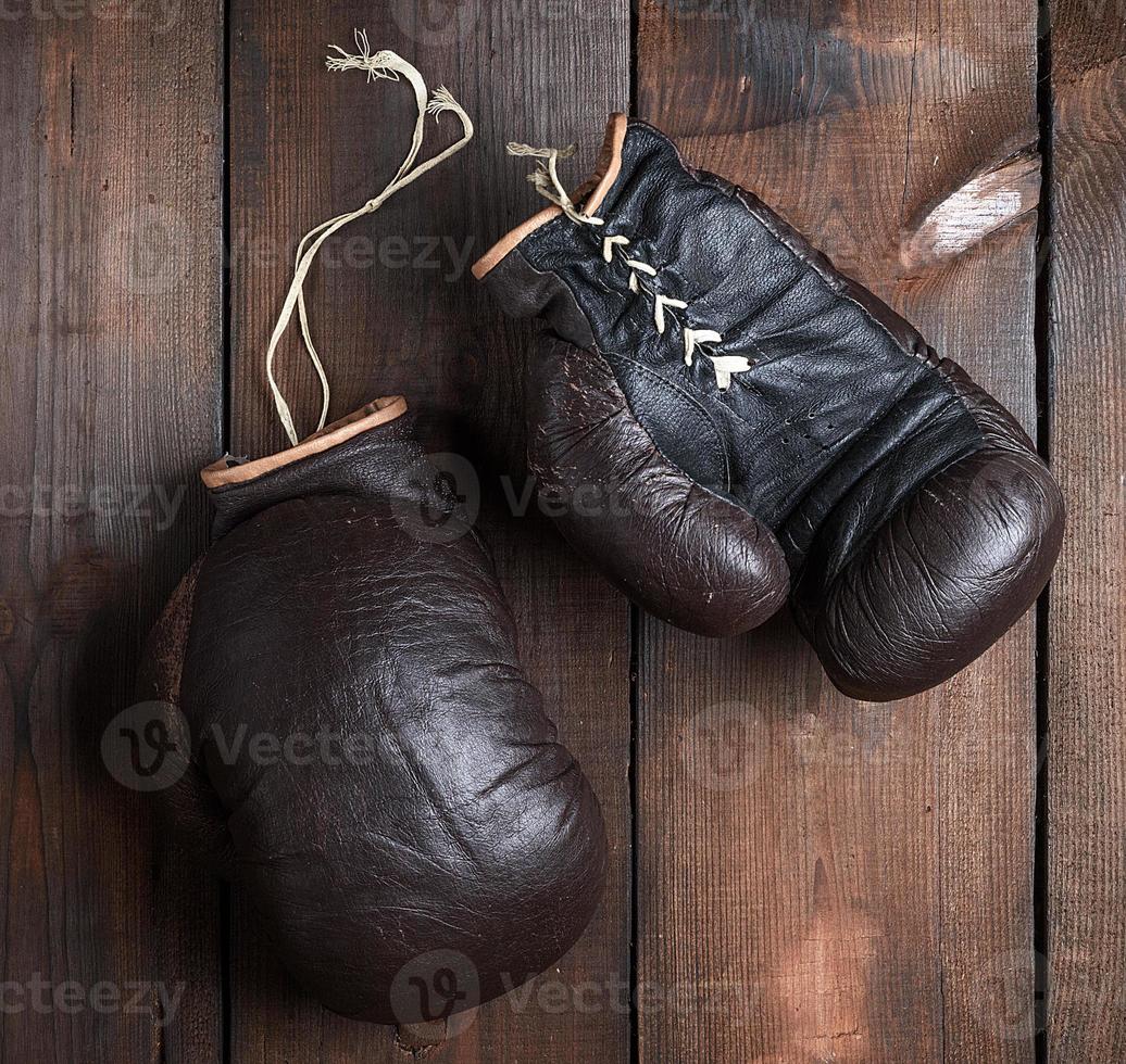 very old brown boxing gloves photo