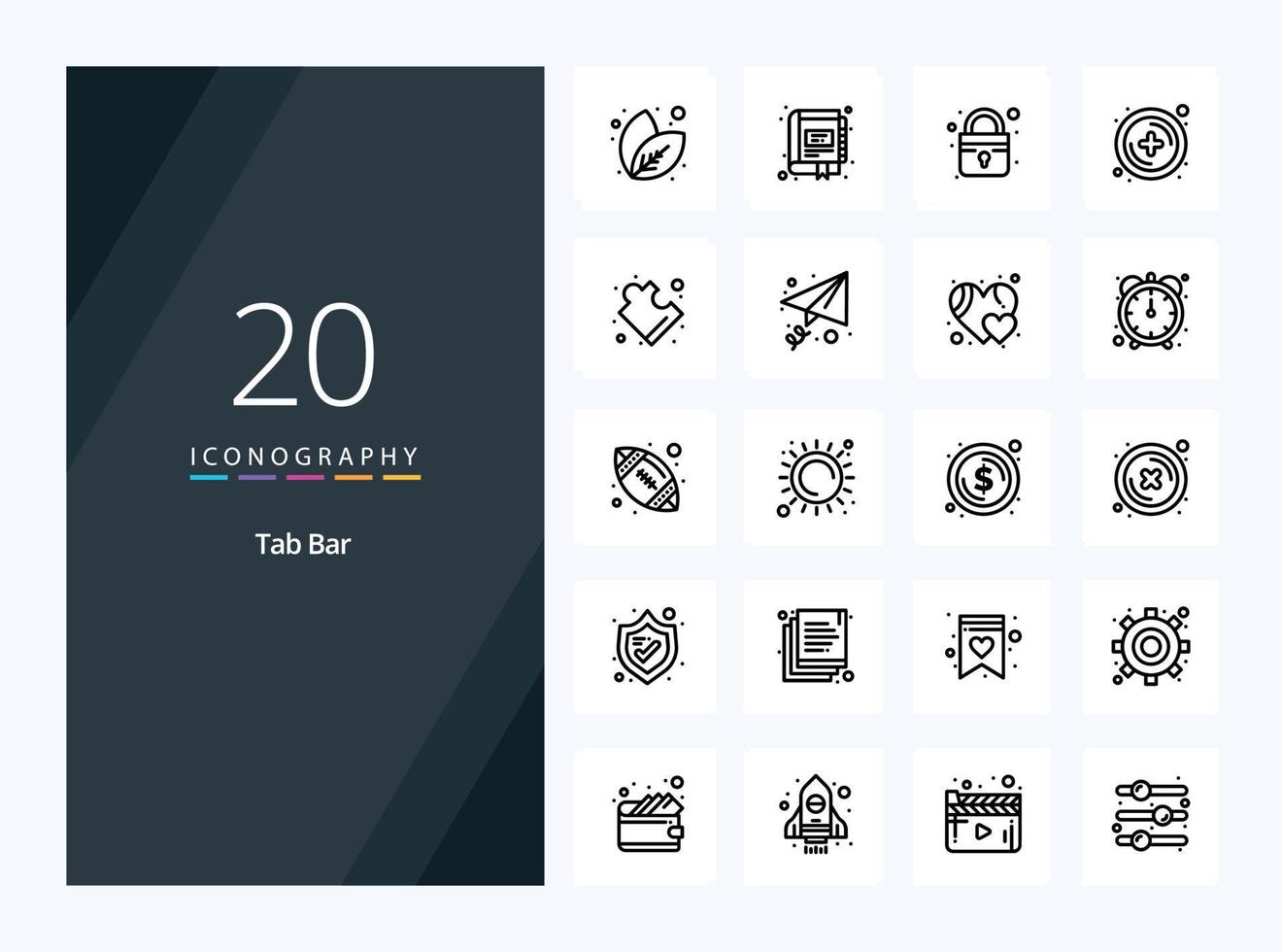 20 Tab Bar Outline icon for presentation vector