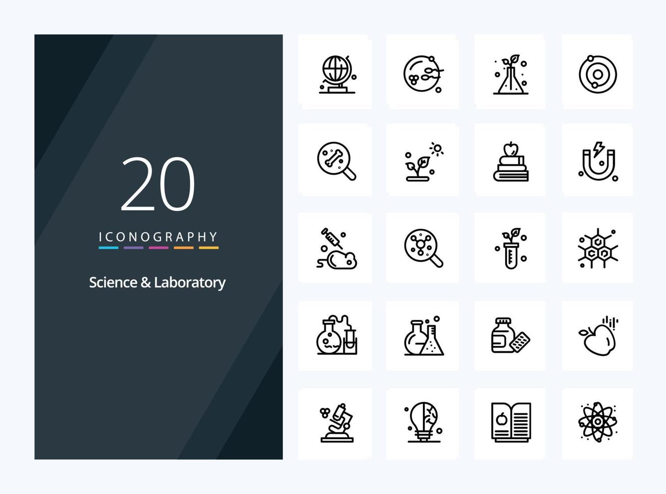 20 Science Outline icon for presentation vector