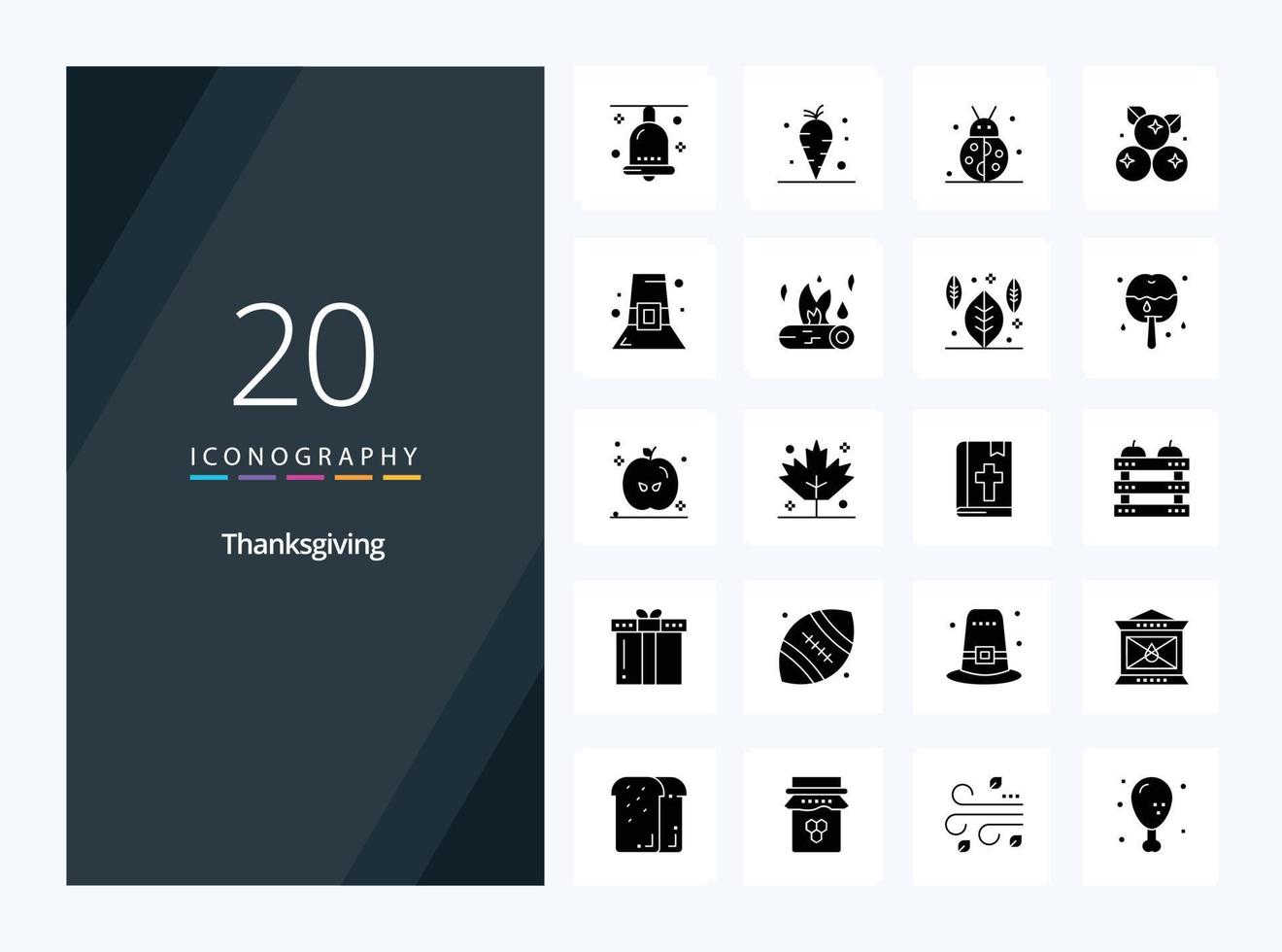 20 Thanksgiving Solid Glyph icon for presentation vector