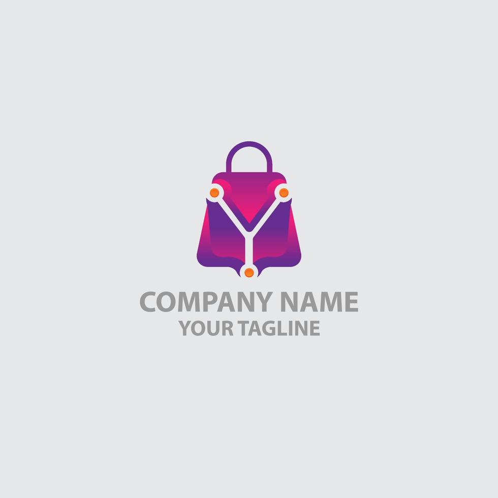 Y logo online shop for branding company. BAG template vector illustration for your brand.