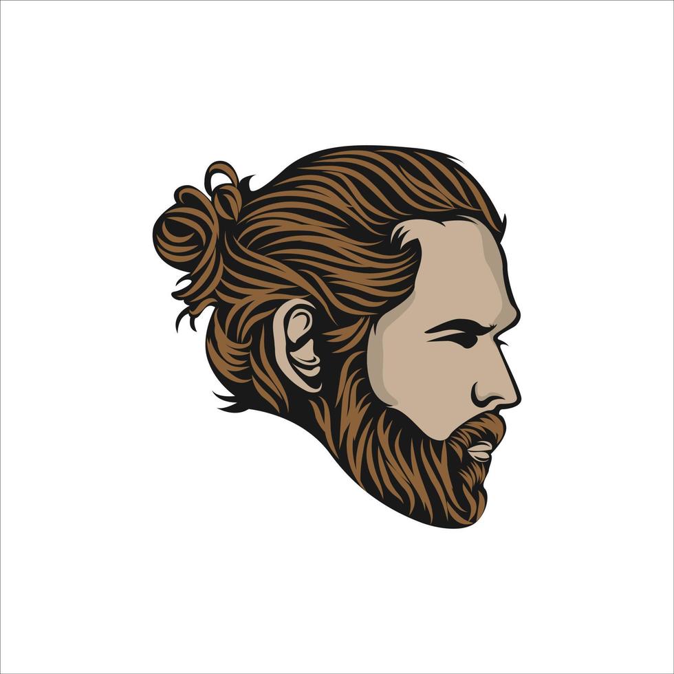 Hipster man logo design. Awesome hipster man logo. A man with circle  beard logotype. vector