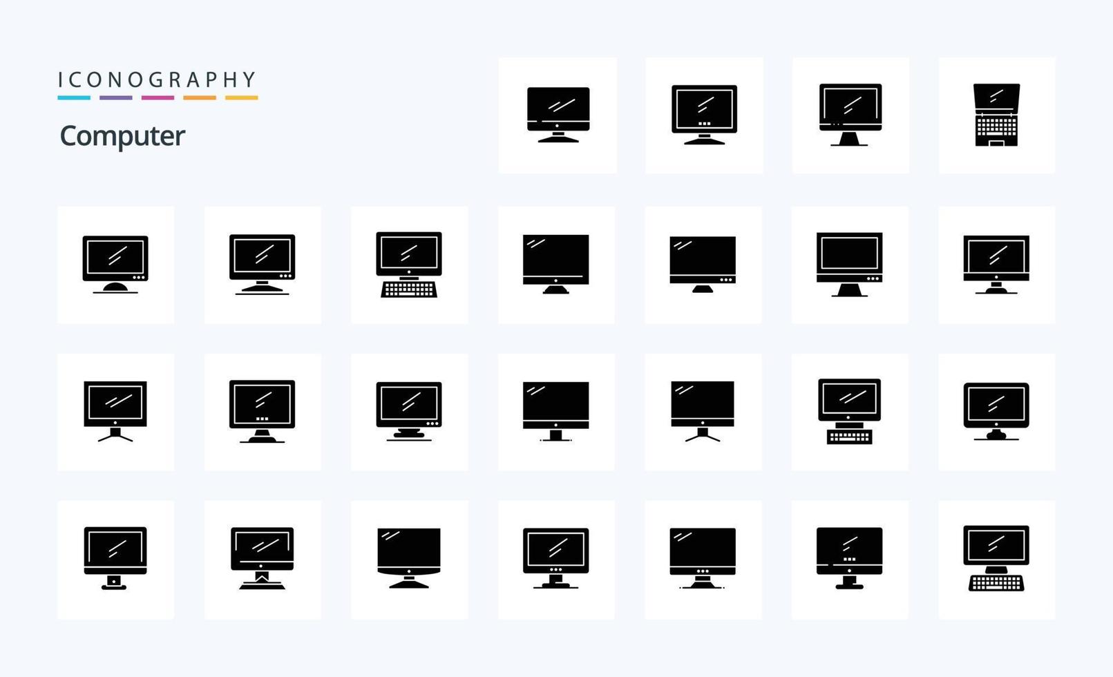 25 Computer Solid Glyph icon pack vector