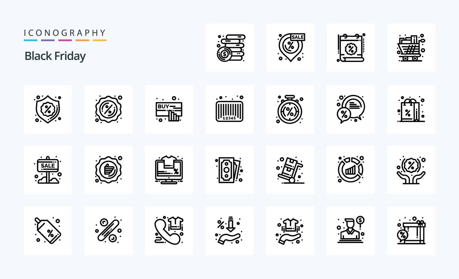 25 Black Friday Line icon pack vector