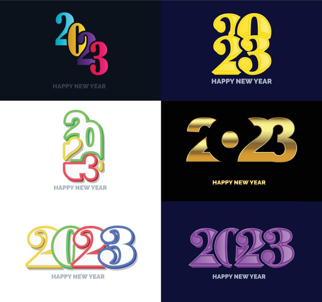 gran conjunto de 2023 feliz año nuevo diseño de texto de logotipo plantilla de diseño de número 2023 vector