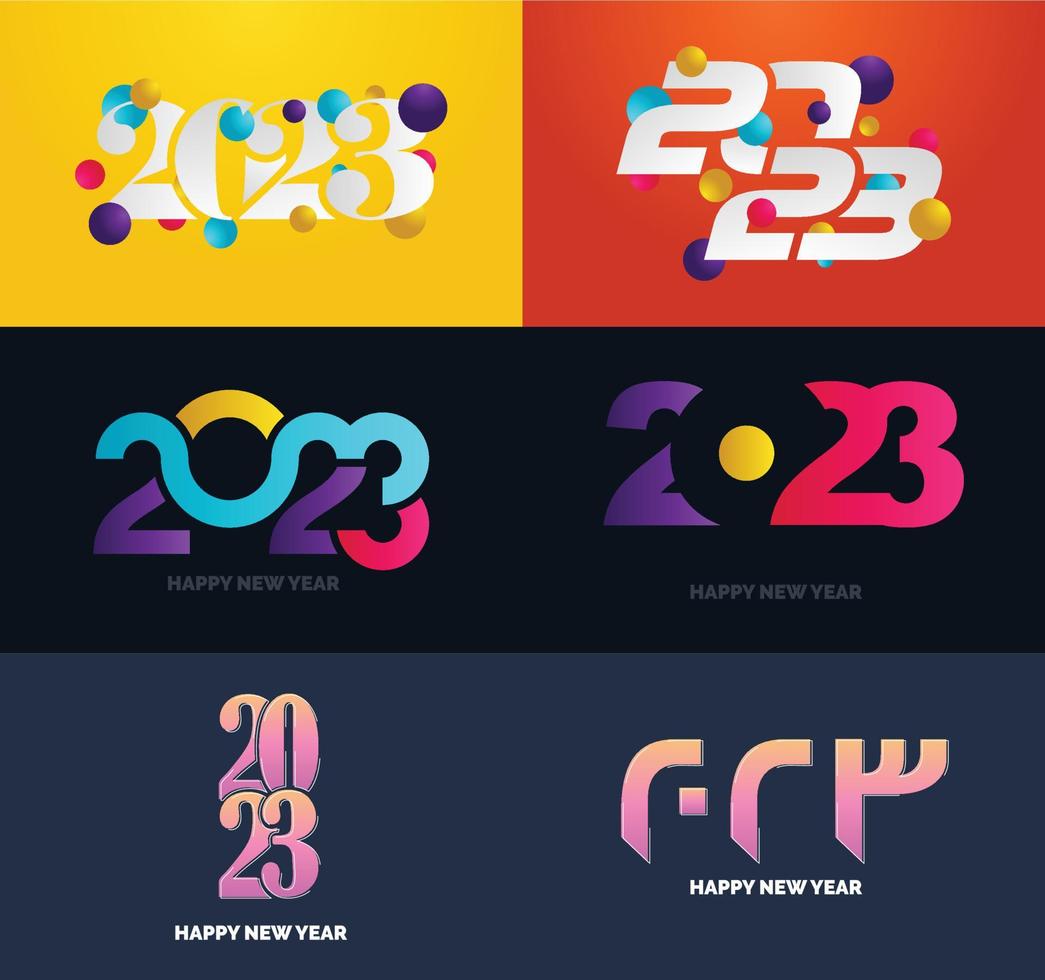 gran conjunto de 2023 feliz año nuevo diseño de texto de logotipo plantilla de diseño de número 2023 vector