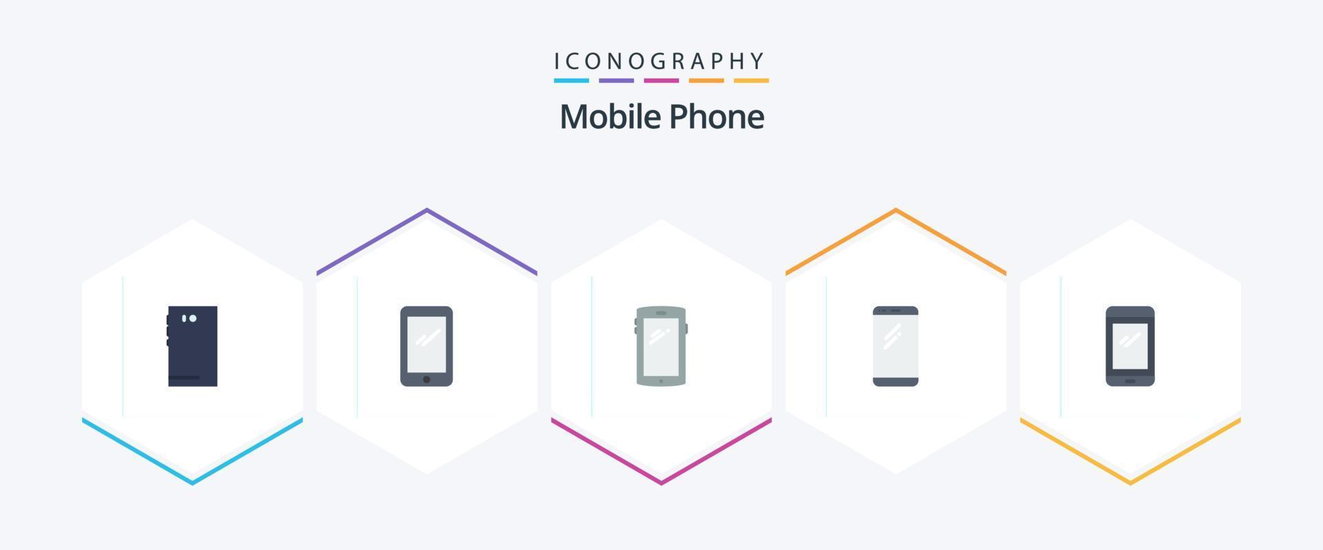 paquete de iconos planos de 25 teléfonos móviles que incluye . androide. vector