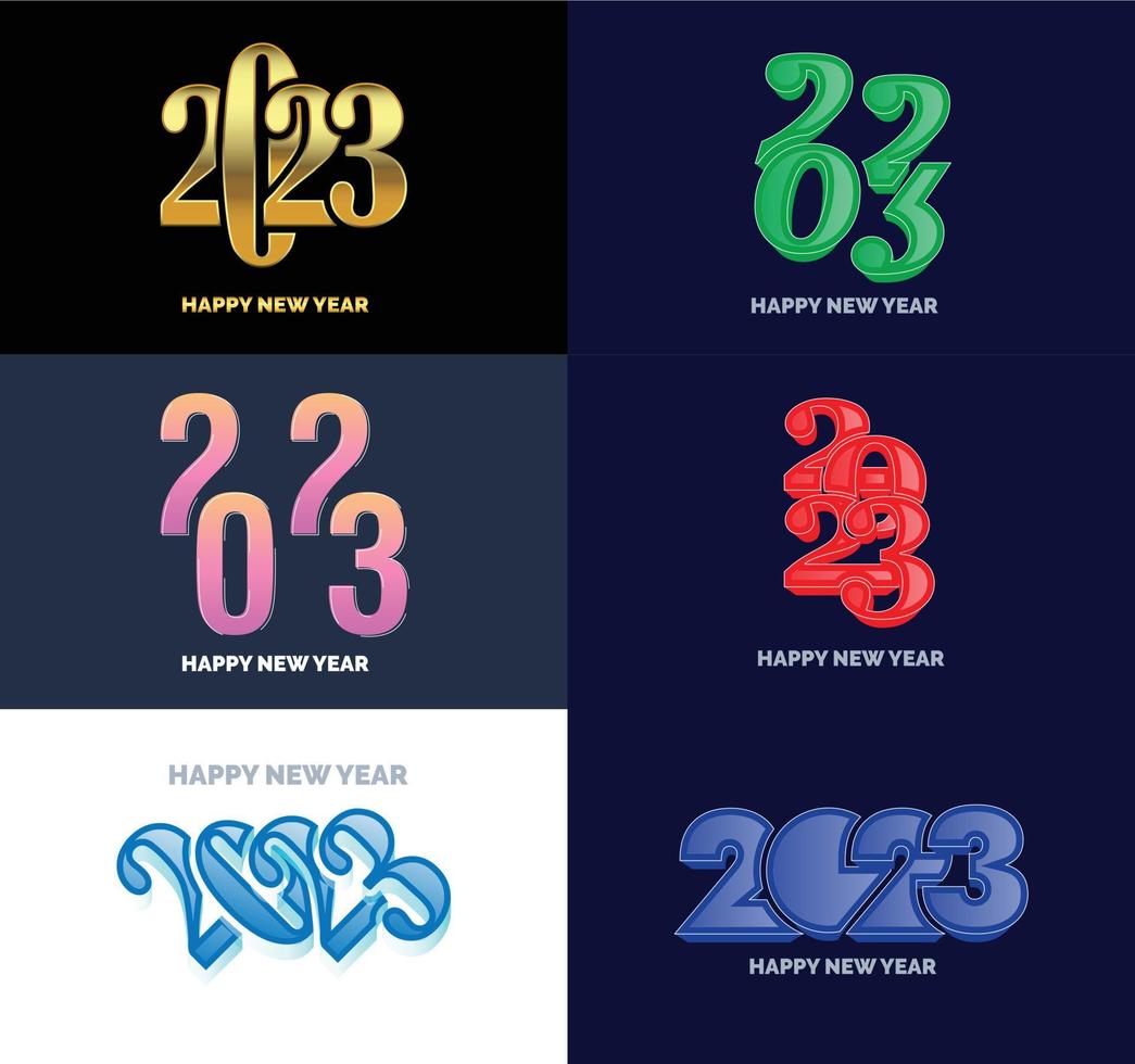 Big Set of 2023 Happy New Year logo text design 2023 number design template vector